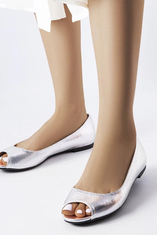Trieux Silver Metallic Ballet Flats