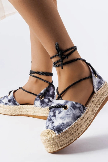Black Duffet Lace-Up Platform Espadrilles 2