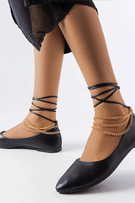 Melnas balerīnas ar dekoratīvu...