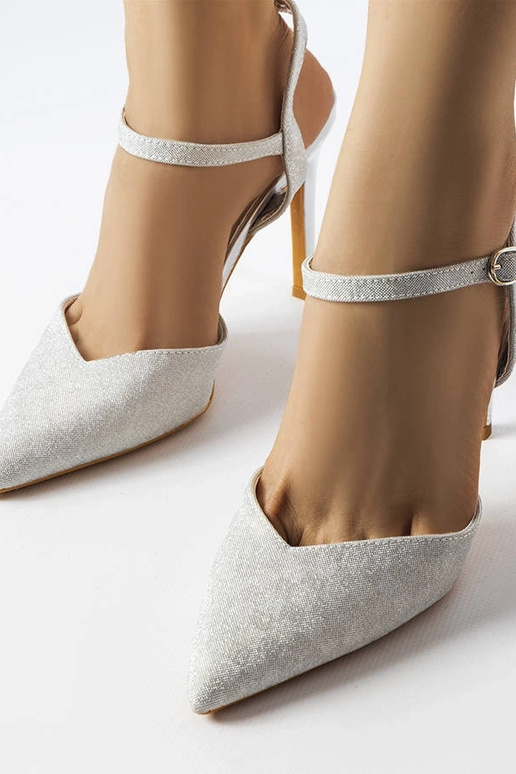 Sudraba spīdīgi Gallia papēži