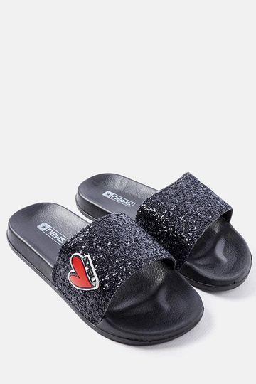Boncoeur Black Glitter bērnu flip-Flops