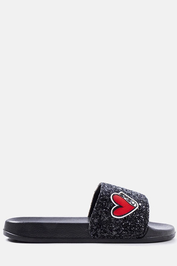 Boncoeur Black Glitter bērnu flip-Flops 2