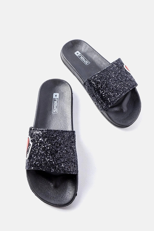 Boncoeur Black Glitter bērnu flip-Flops Boncoeur Black Glitter bērnu flip-Flops