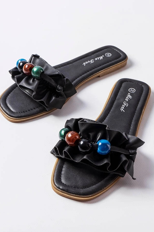 Black Fortier ruched mūļi