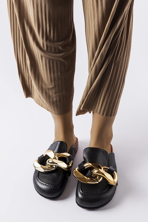 Melnas Christelle Ķēdes Flip Flops