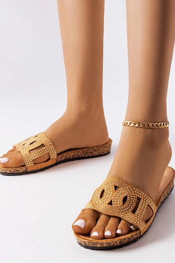 Bēšas flip-flops, kas dekorētas ar Lagacé rhinestones