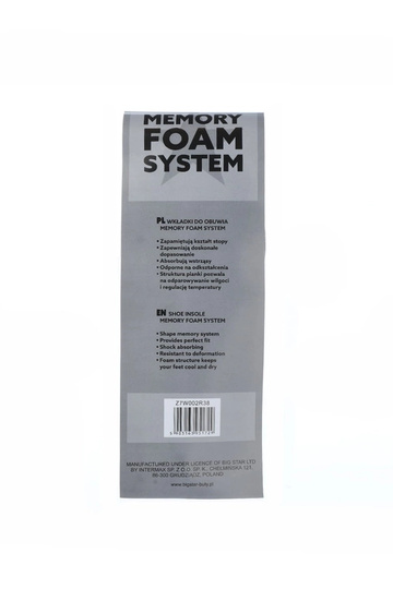 Pelēkie ielikņi apavos, „Big Star Memory Foam" 2