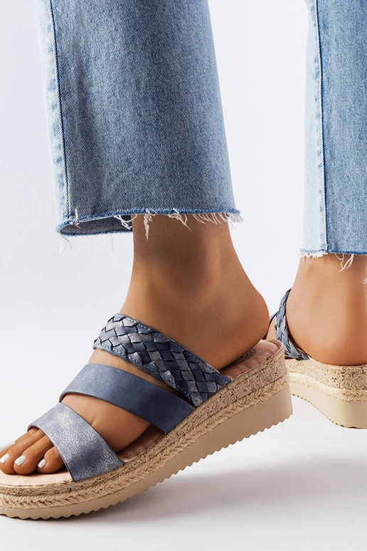 Zilas Bostonas ķīļveida sandales