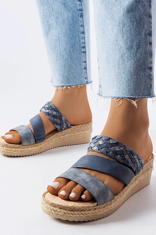 Zilas Bostonas ķīļveida sandales