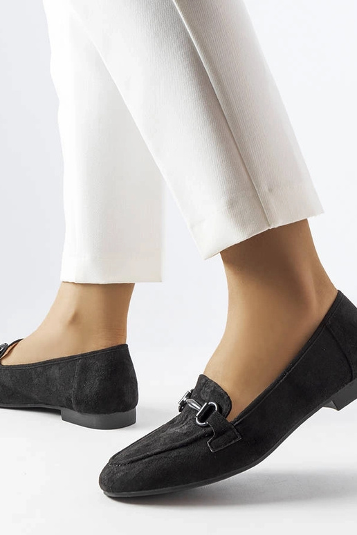 Melni zamšādas sieviešu kurpes ar...