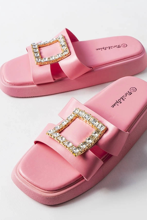 Rozā Fusberta cirkona flip-flops