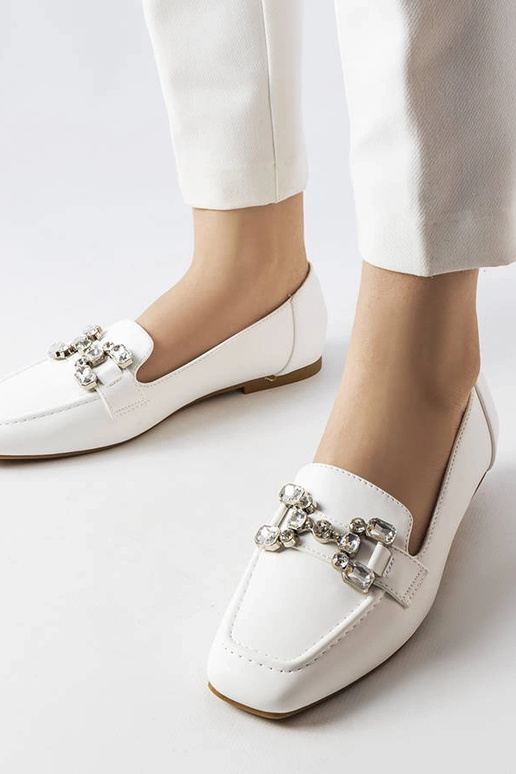Balti mokasīni ar cirkoniem Marechal