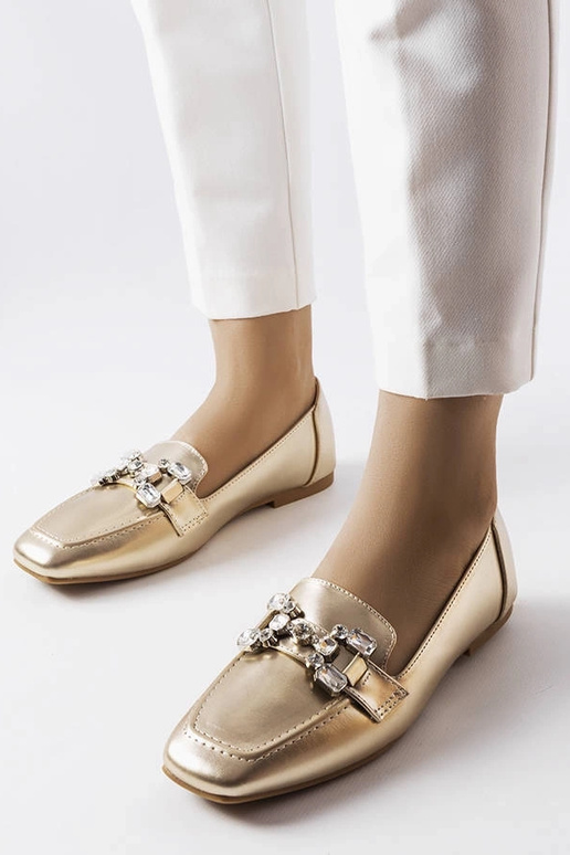 Zelta mokasīni ar cirkoniem Marechal
