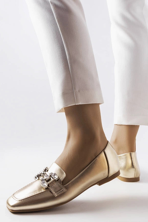 Zelta mokasīni ar cirkoniem Marechal