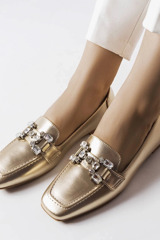 Zelta mokasīni ar cirkoniem Marechal