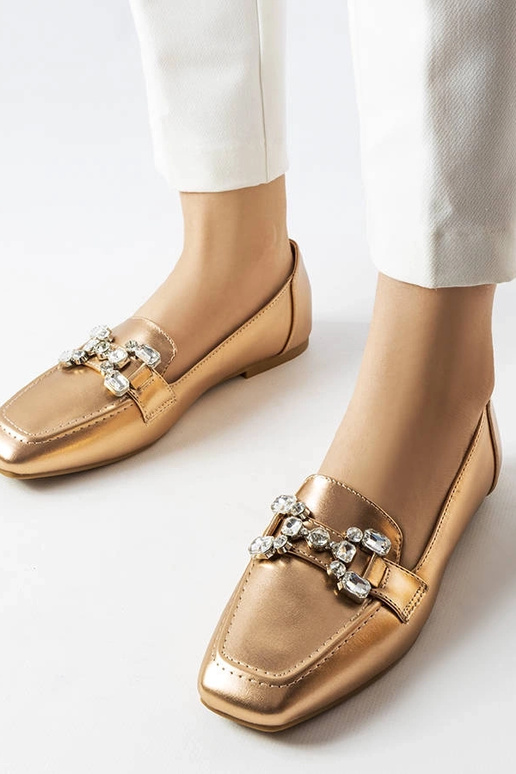 Rozā zelta mokasīni ar cirkoniem...