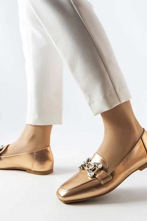 Rozā zelta mokasīni ar cirkoniem...