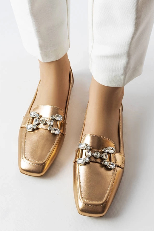 Rozā zelta mokasīni ar cirkoniem...