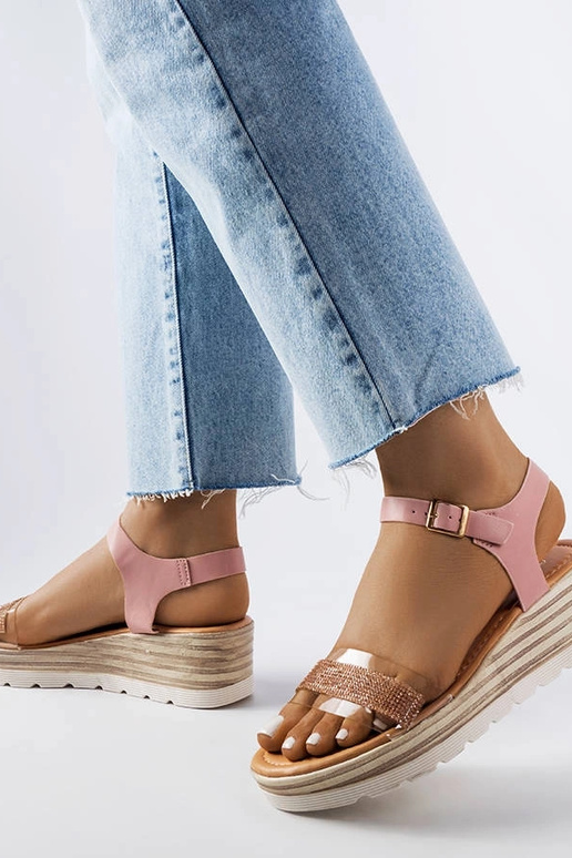 Bussière Pink Wedge Sandals