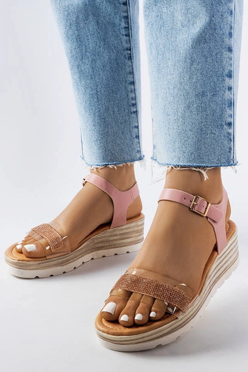 Bussière Pink Wedge Sandals 2