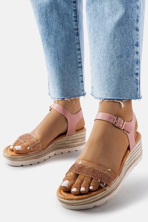 Bussière Pink Wedge Sandals