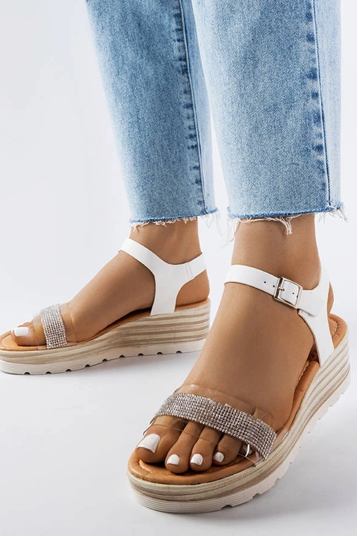 Bussière White Wedge Sandals