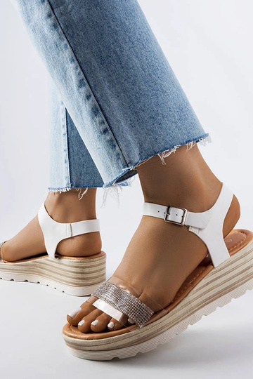 Bussière White Wedge Sandals 2