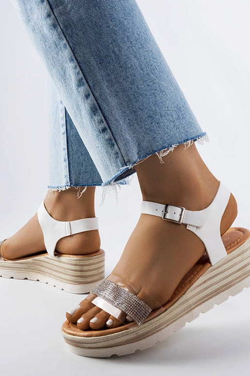 Bussière White Wedge Sandals
