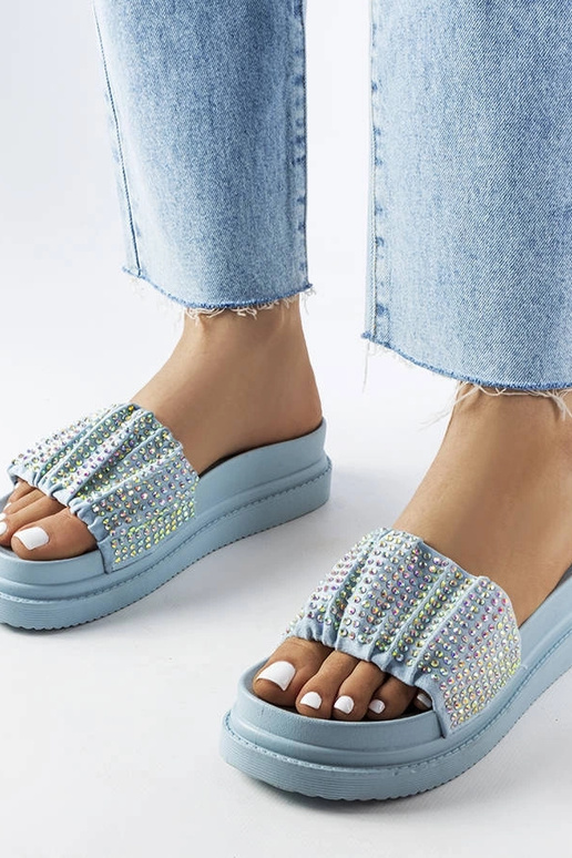 Zili sieviešu mūļi ar cirkoniem Franet