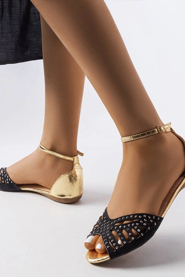 Melnas ažūra sandales ar... 2