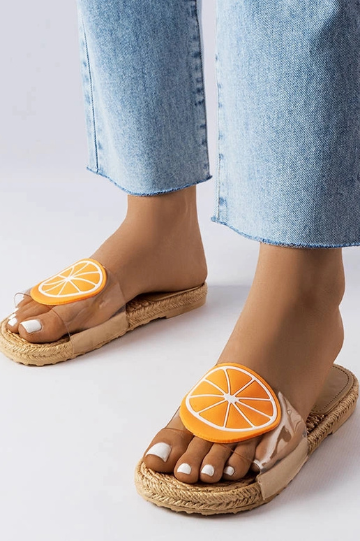 Caurspīdīgi sandales ar apelsīnu,...