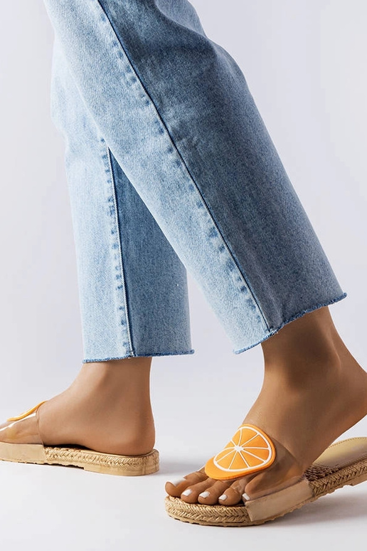 Caurspīdīgi sandales ar apelsīnu,...