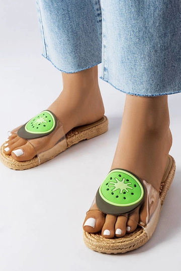 Caurspīdīgas kivi flip flops Foddie