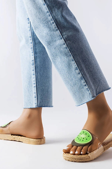 Caurspīdīgas kivi flip flops Foddie 2
