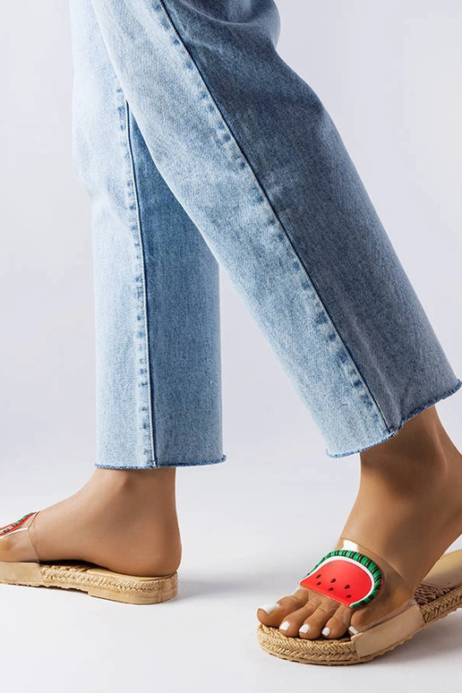 Foddie caurspīdīgās arbūzu flip flops