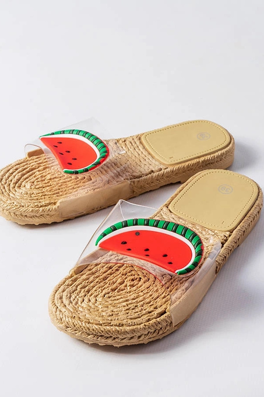 Foddie caurspīdīgās arbūzu flip flops