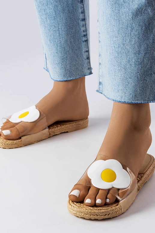 Caurspīdīgas Foddie ziedu flip flops