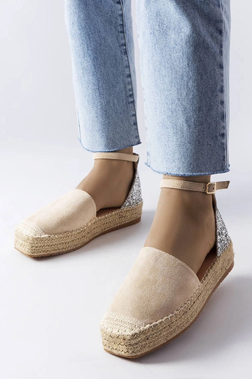 Bēšas espadrilas ar mirdzošu ieliktni Myasia