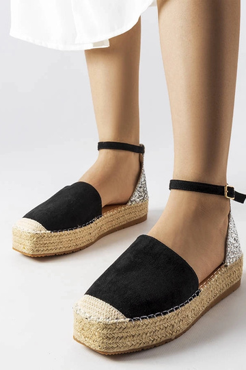 Melnas espadrilas ar mirdzošu ieliktni Myasia
