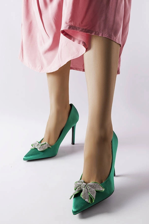 Mia Green Satin Bow High Heel