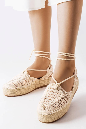 Smilšu krāsas šņorētās espadrilles, „Partenia" 2