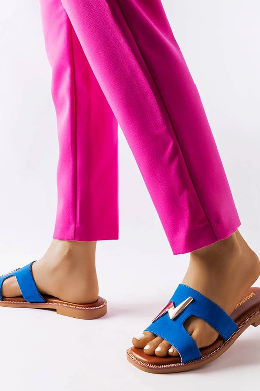 Leyra zilas plakanas sandales