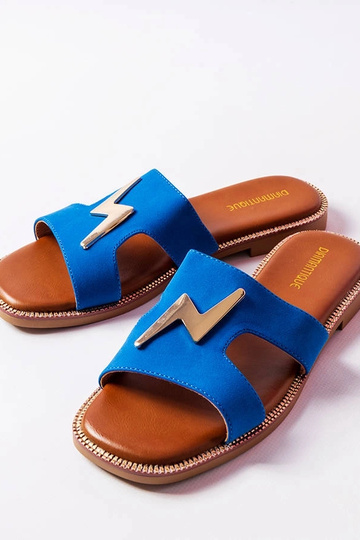 Leyra zilas plakanas sandales 2