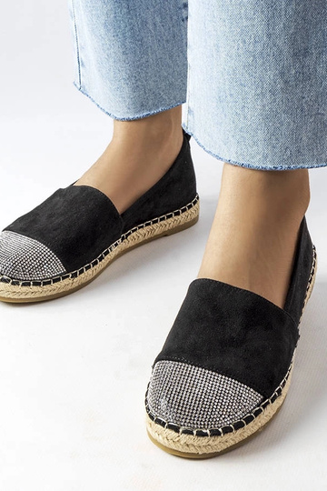 Magali sieviešu melnas plakanas slip-on espadrilles