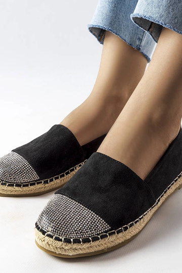 Magali sieviešu melnas plakanas slip-on espadrilles 2