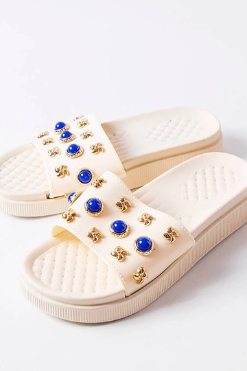 Bēšā krāsā dekorētas Montesarchio flip-flops 2