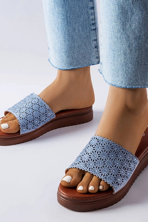 Zili ažūra slaidi ar cirkoniem Irvine