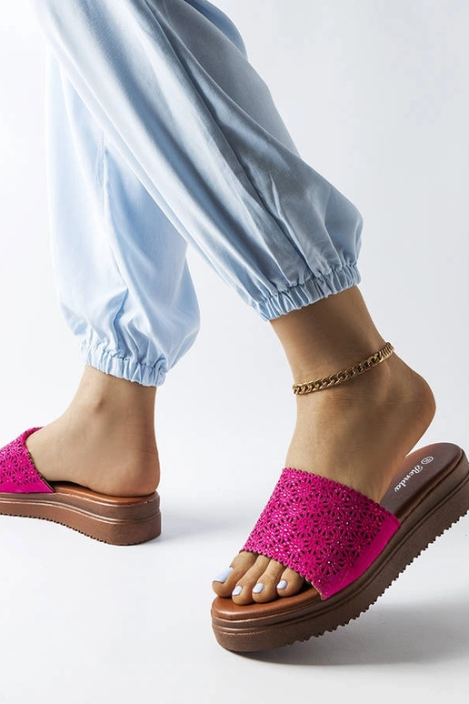 Tumši rozā ažūra mūļi ar cirkoniem...