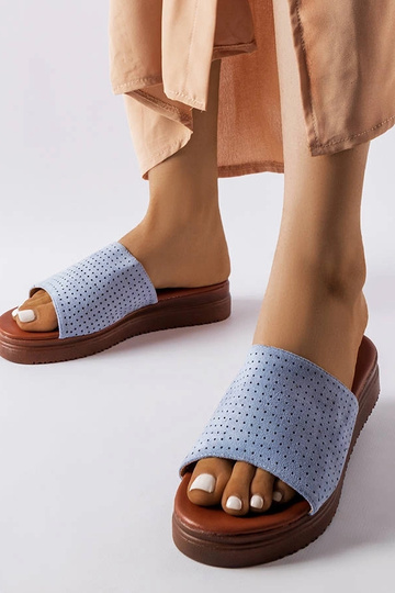 Idabel zilas ažūra flip-flops