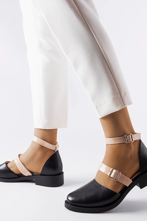 Melnas Josiane sprādzes baleta dzīvokļi